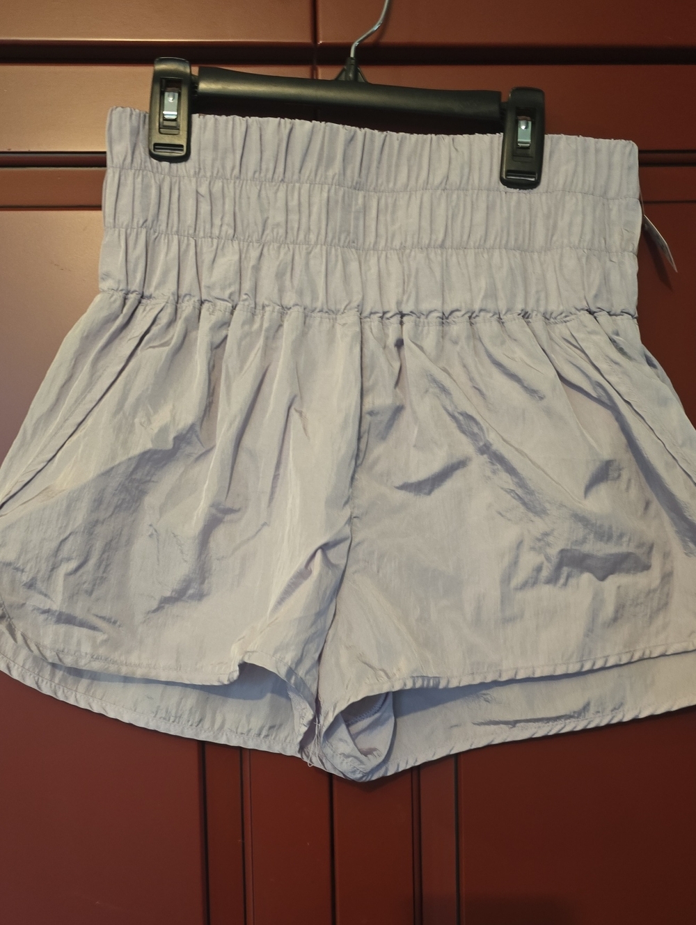 Free People High-Waist Smocked Shorts in Light Lavender